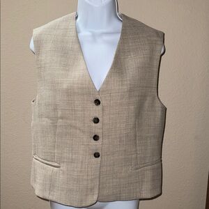 COS Wool Manteco Italy Beige Tan Minimalist Button-Up Vest Women's Size 10